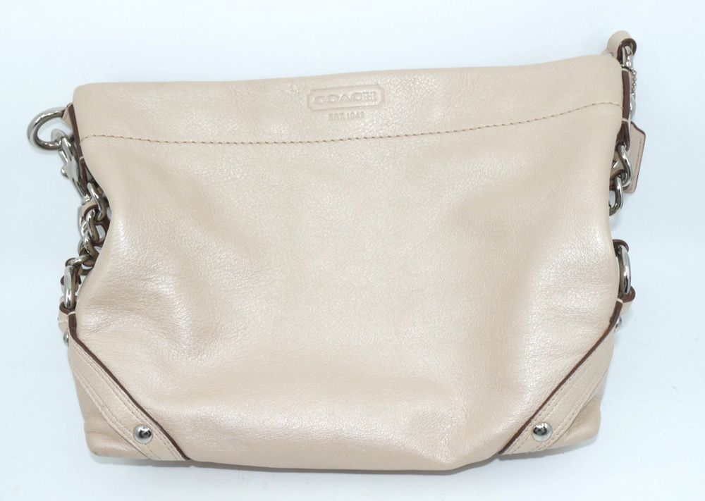 Y2K COACH Carly Hobo Bag Champagne Pearlescent Shoulder Purse F15251